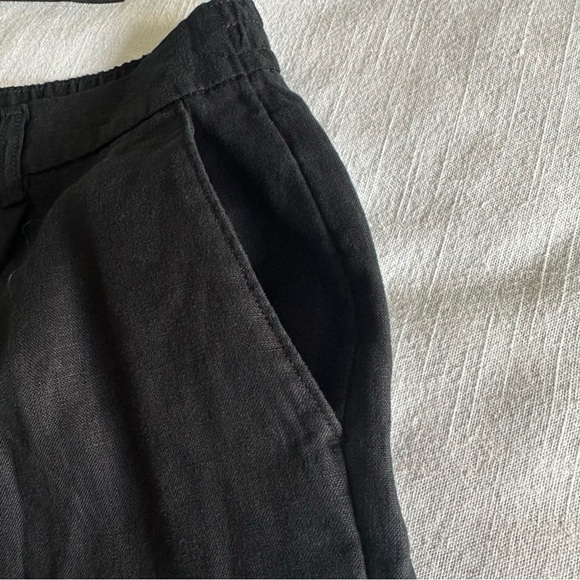 Lands End Womens Black High Rise Wide Leg Linen Pants Sz 14 Minimalist Office - Picture 3 of 13